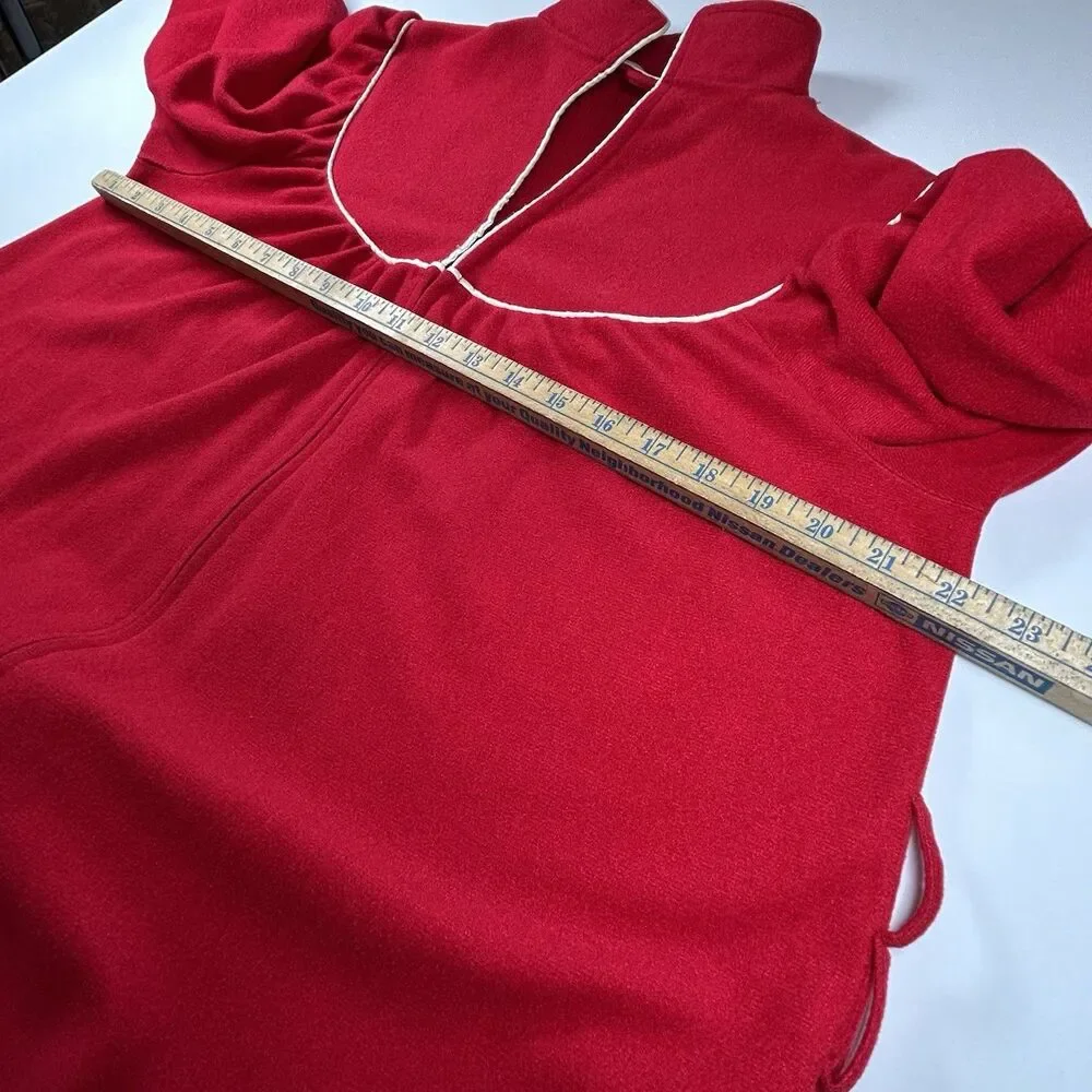 Vintage 70-80s Carriage Court Sears Zip Housecoat Robe Med Red ILGWU Union Made